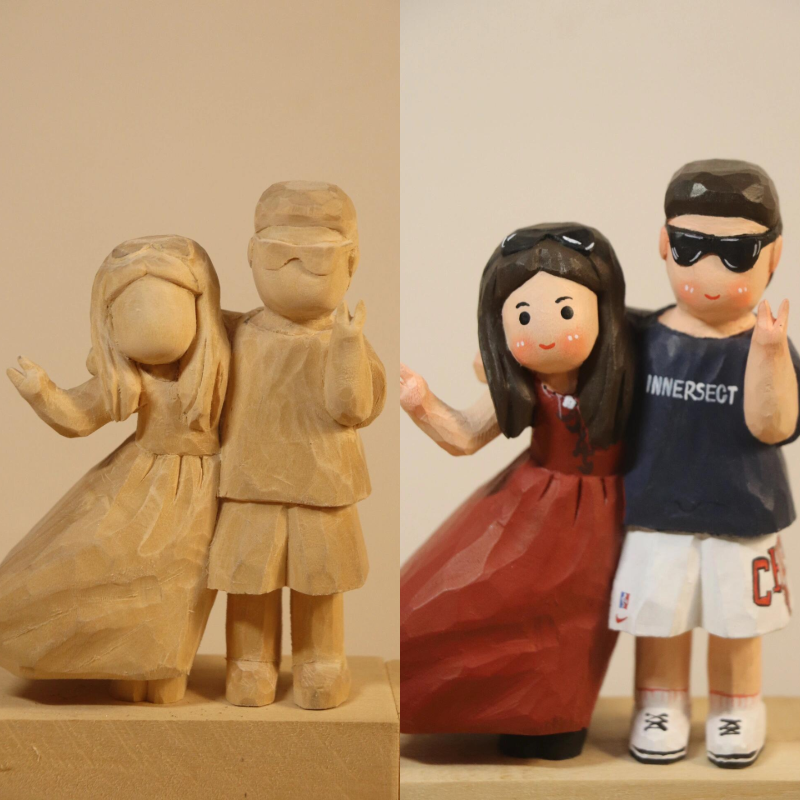 Custom Couples Travel Wooden Sculpture | Preserve Every Sweet Journey Together 